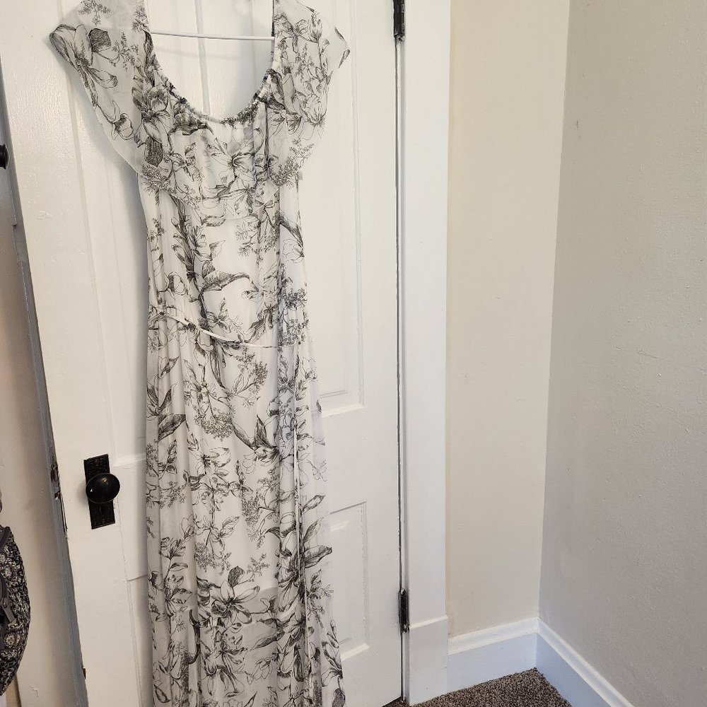 Sheer w/build in slip Off Shoulder Prairie dress